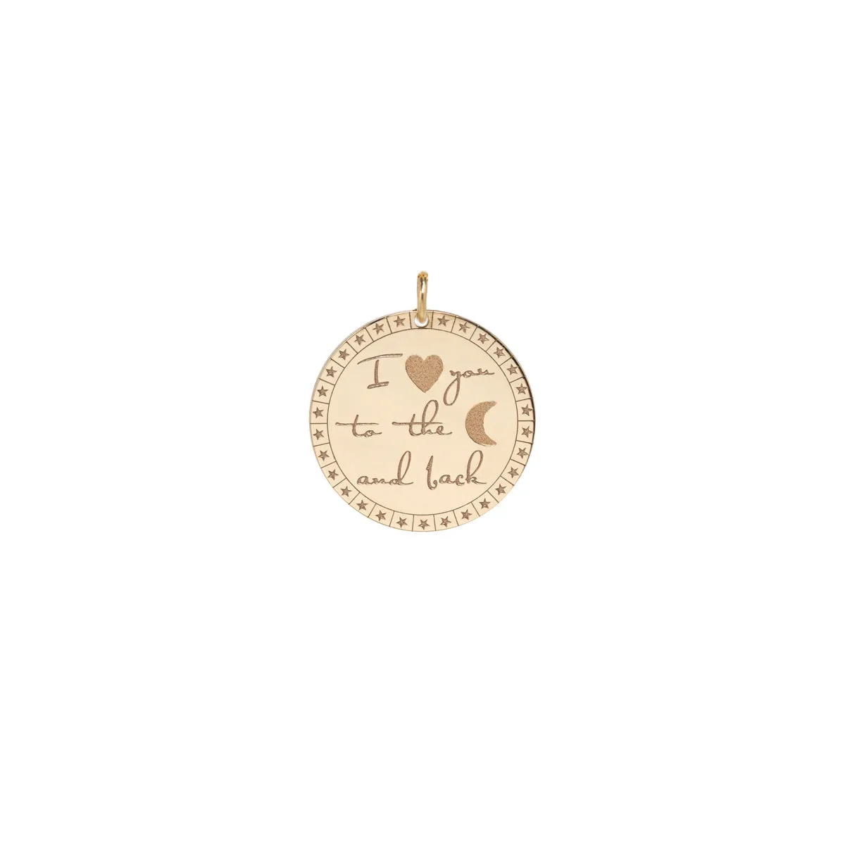 14k Single Large Mantra I love you to the moon & back Charm