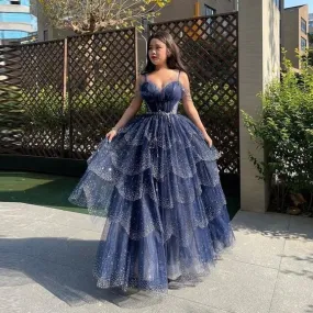 Sparkling Off-Shoulder Sweetheart Tulle A-Line Prom Dress with Beaded Open Back - Style Y5994