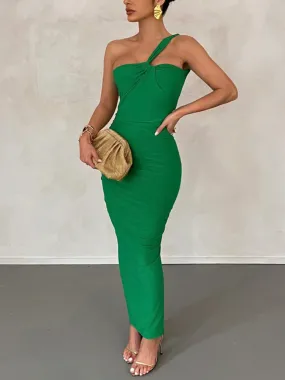 Backless One Shoulder Maxi Dress