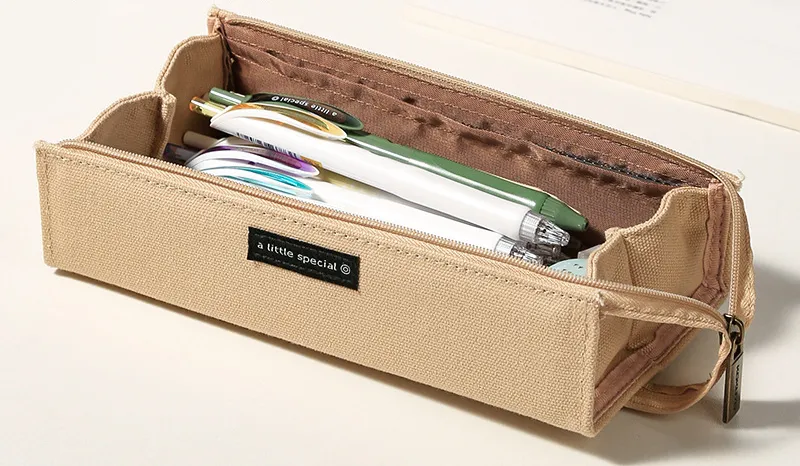 Canvas Pen Bag Open Large Opening Teenagers Student Stationery Box