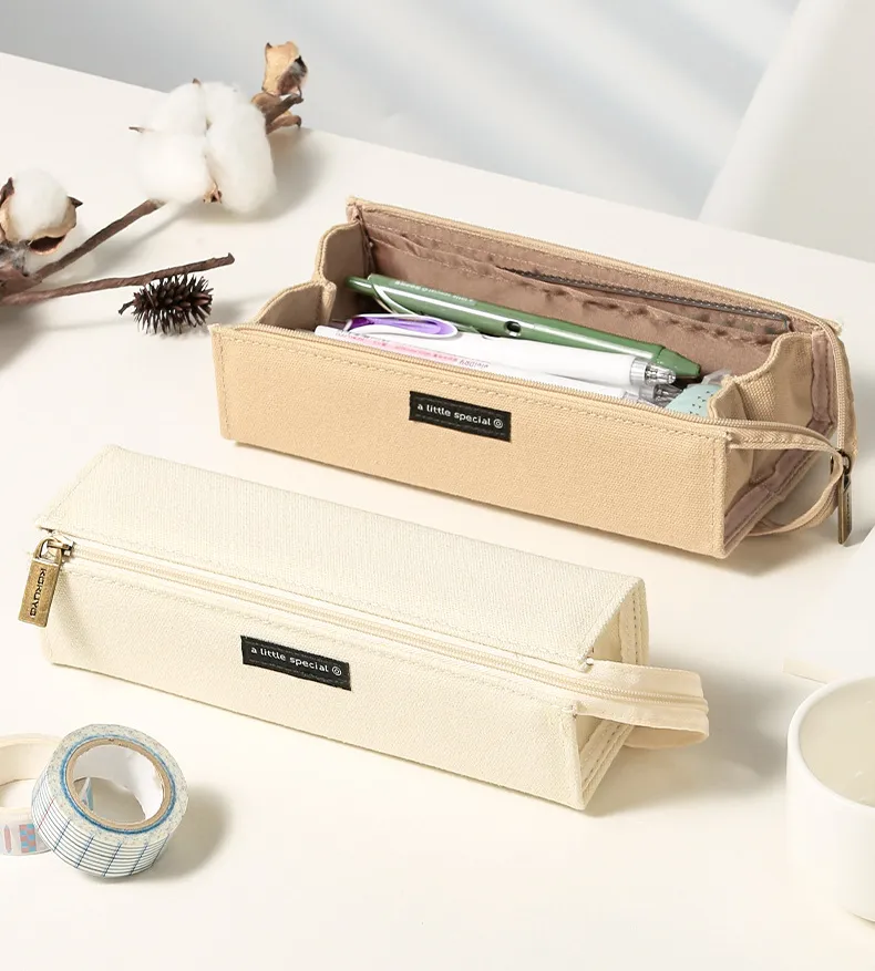 Canvas Pen Bag Open Large Opening Teenagers Student Stationery Box