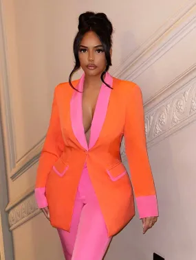 Single-Button Colorblock Blazer with Stylish Modern Design