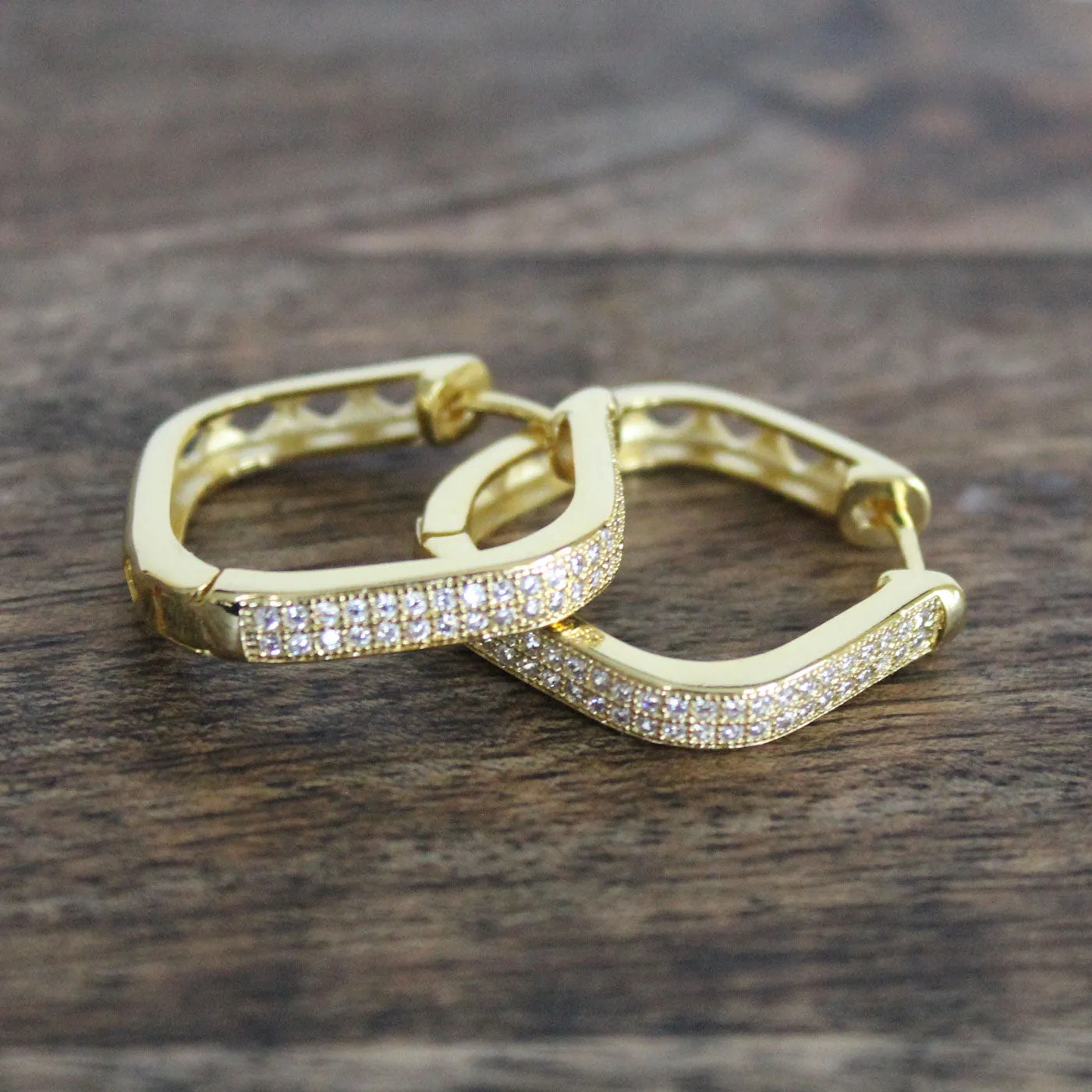 CZ Paved Square Hoops