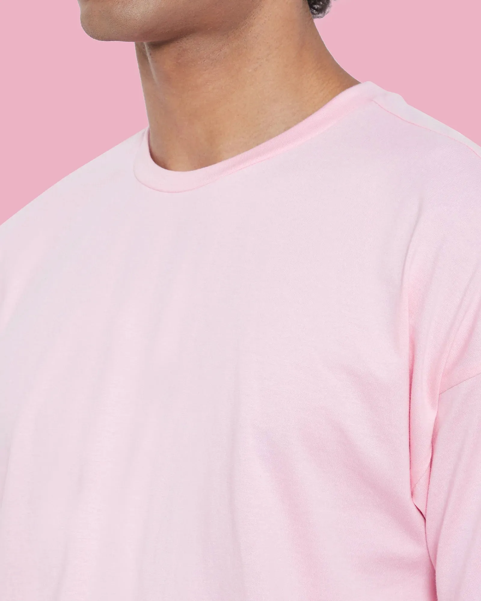 Drop Shoulder Crew Neck: Baby Pink