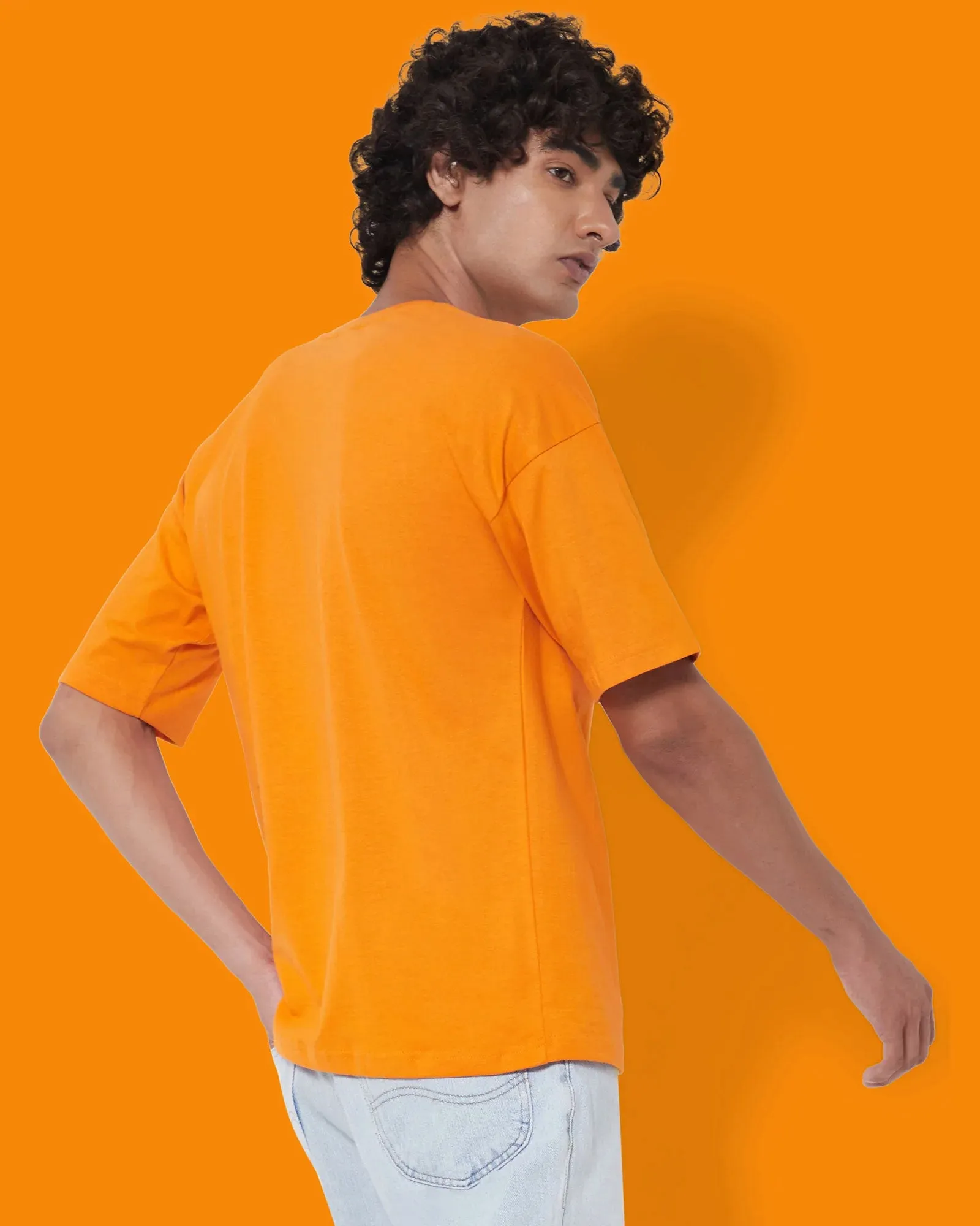 Drop Shoulder Crew Neck: Orange