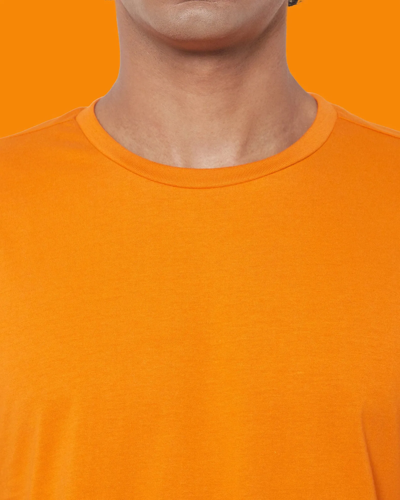 Drop Shoulder Crew Neck: Orange