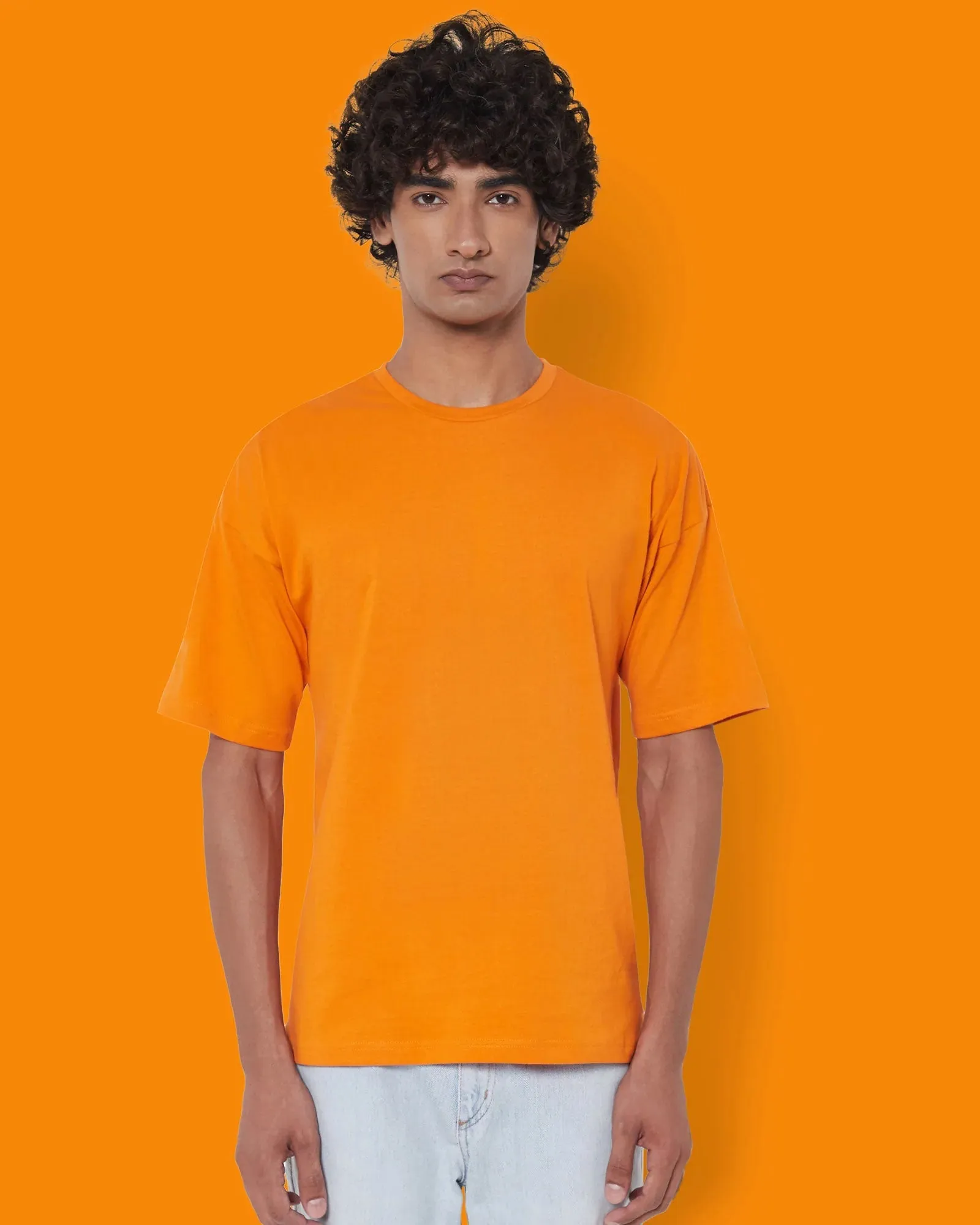 Drop Shoulder Crew Neck: Orange