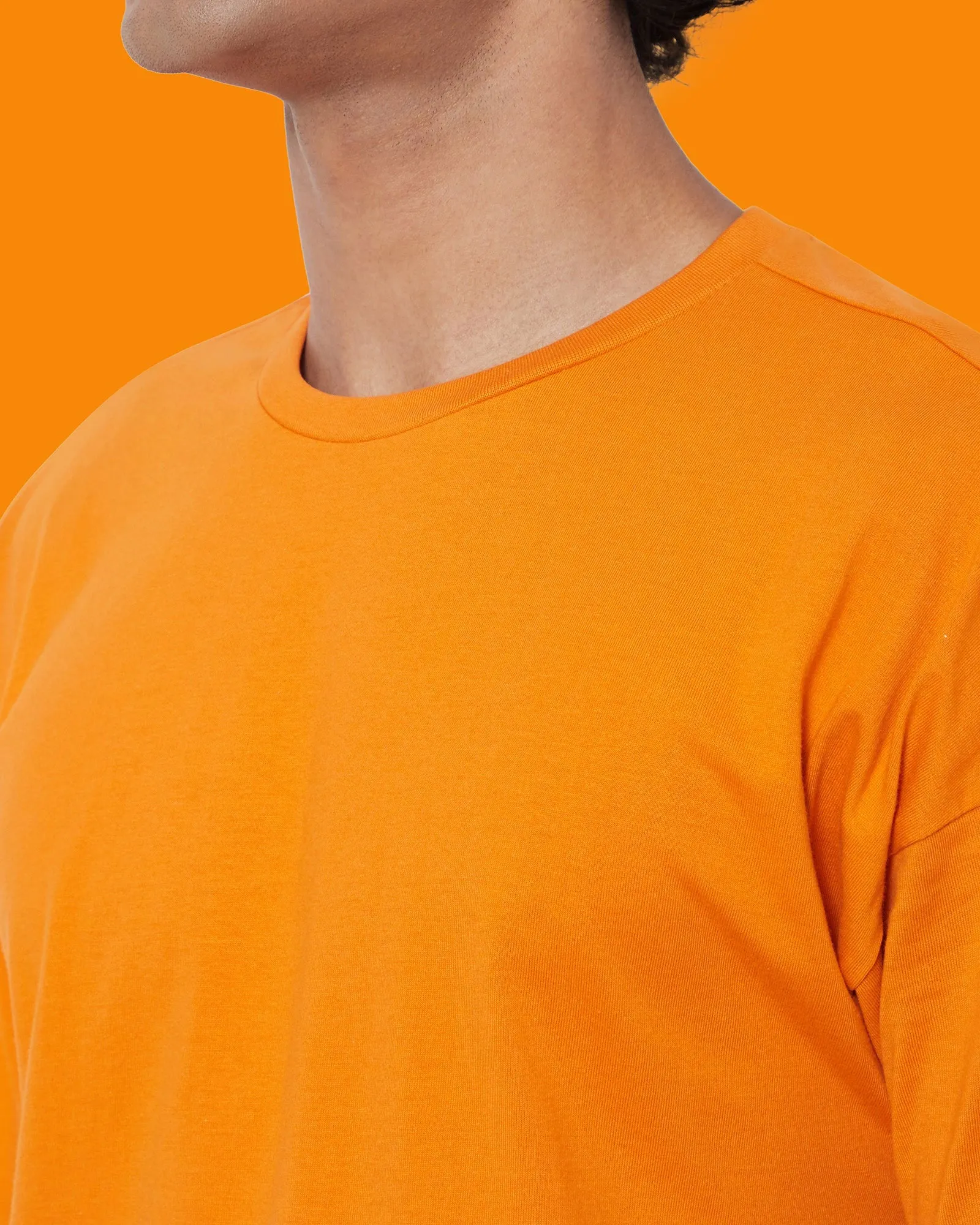 Drop Shoulder Crew Neck: Orange