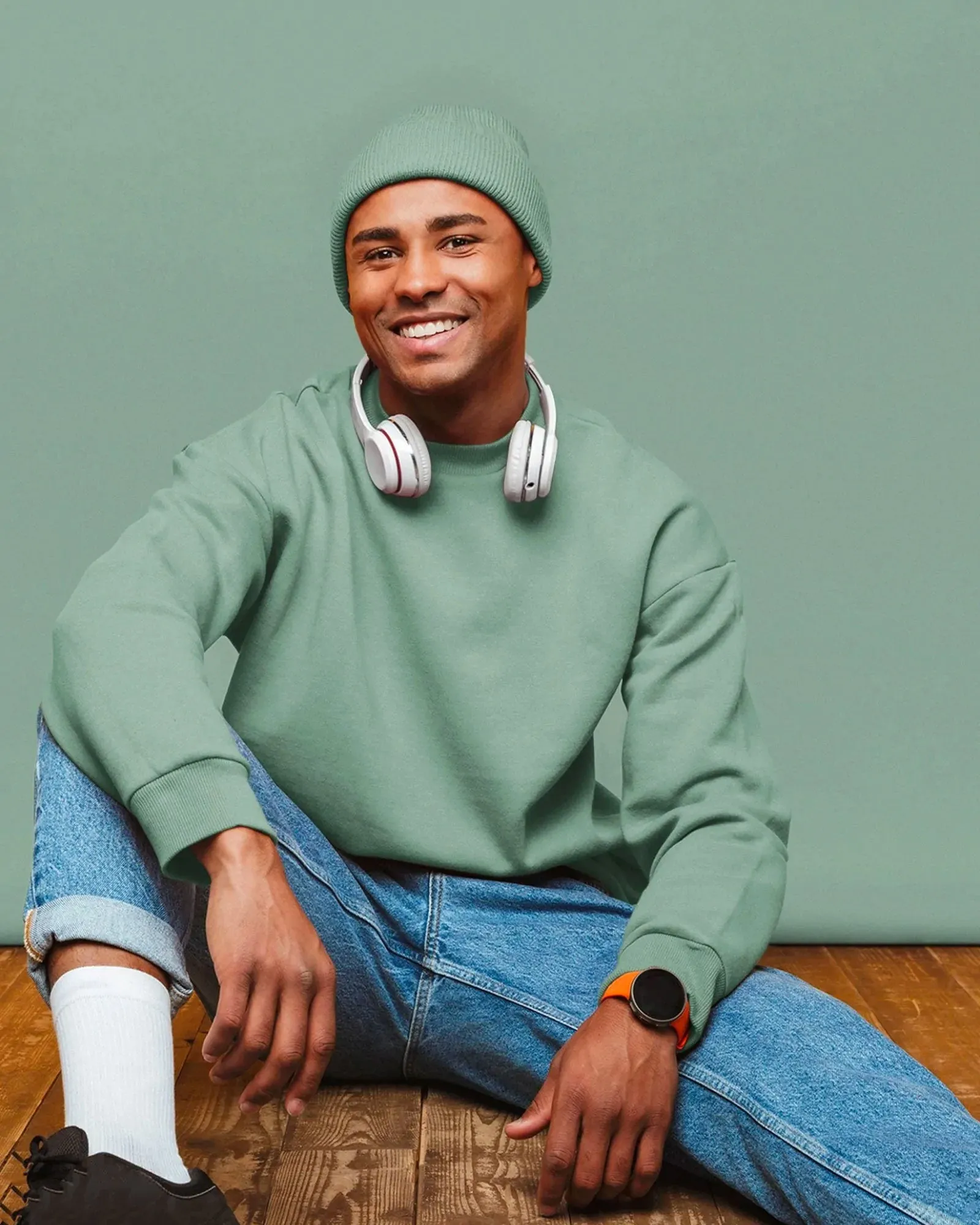 Drop Shoulder Sweatshirt: Tiffany Green