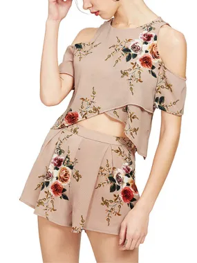 Floral Cold Shoulder Top & Shorts