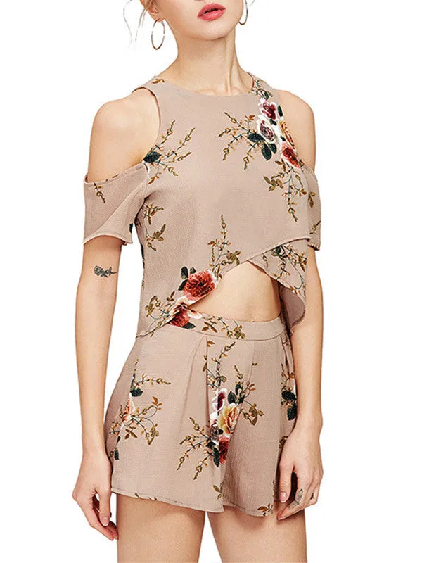 Floral Cold Shoulder Top & Shorts