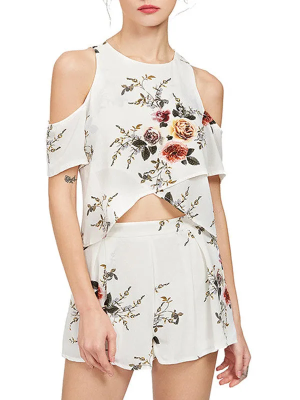 Floral Cold Shoulder Top & Shorts