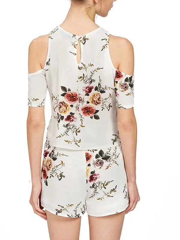 Floral Cold Shoulder Top & Shorts