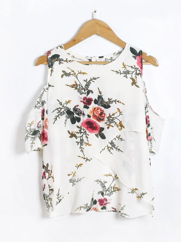 Floral Cold Shoulder Top & Shorts