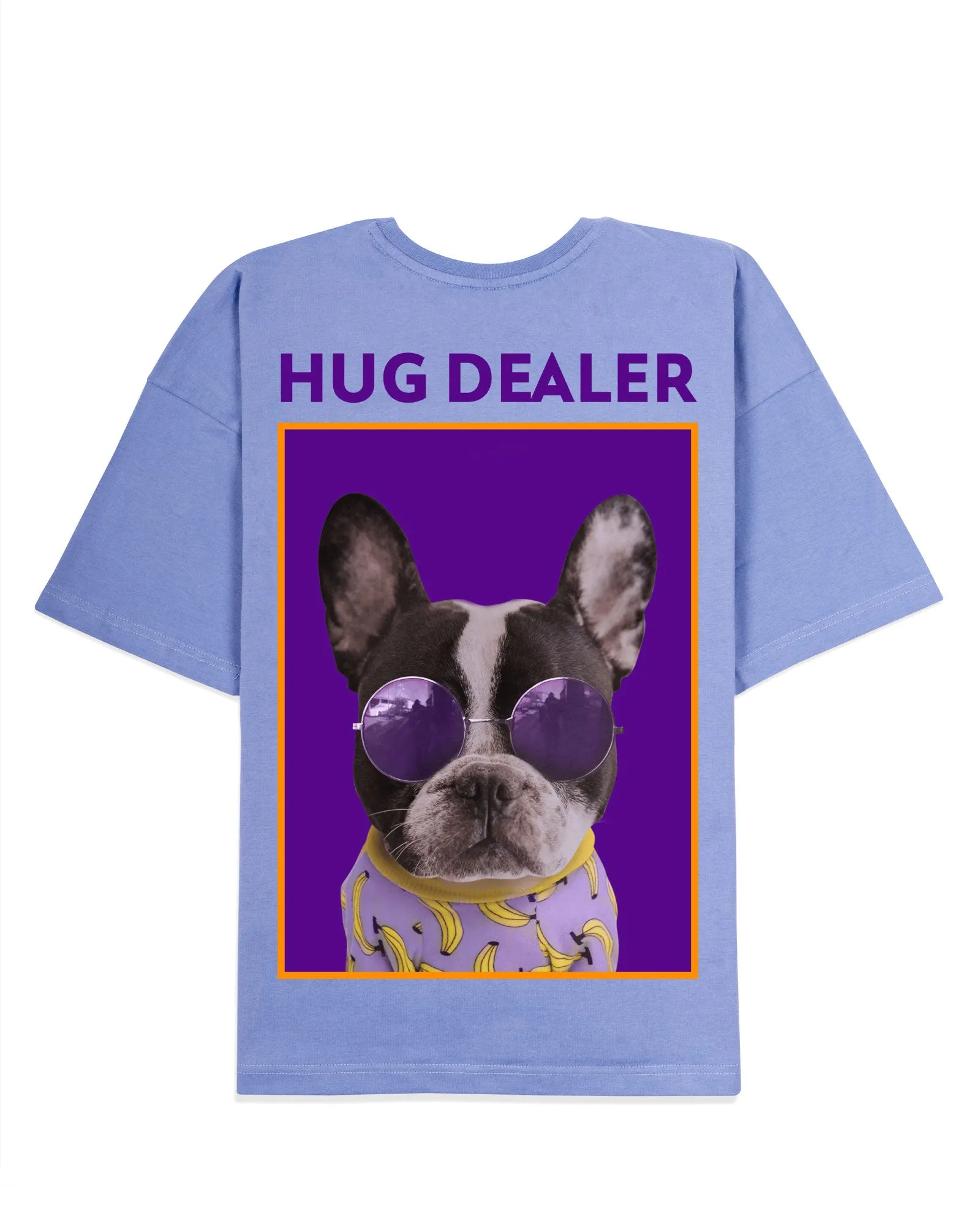 Hug Dealer Drop Shoulder Crew Neck: Periwinkle