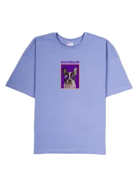 Hug Dealer Drop Shoulder Crew Neck: Periwinkle