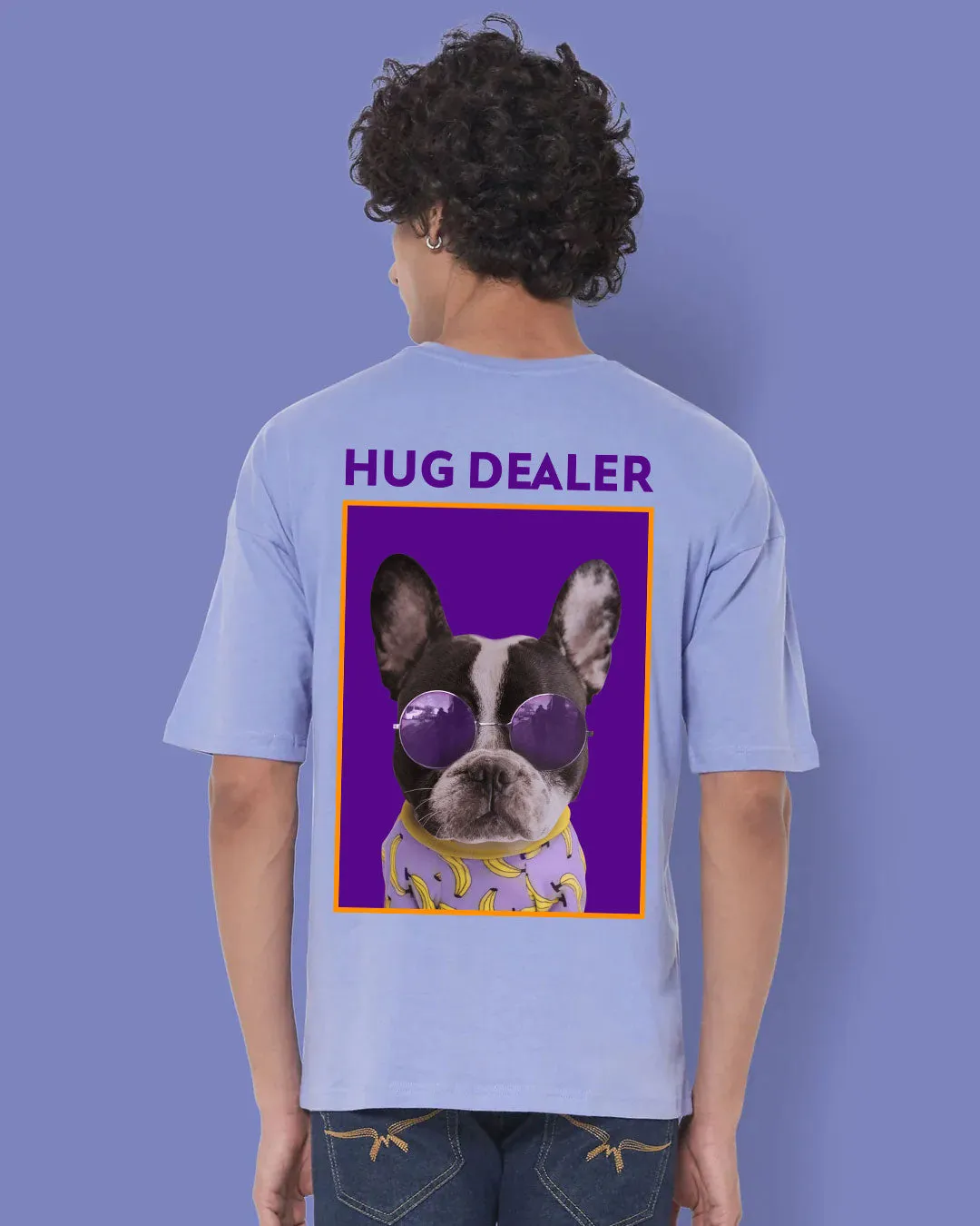Hug Dealer Drop Shoulder Crew Neck: Periwinkle