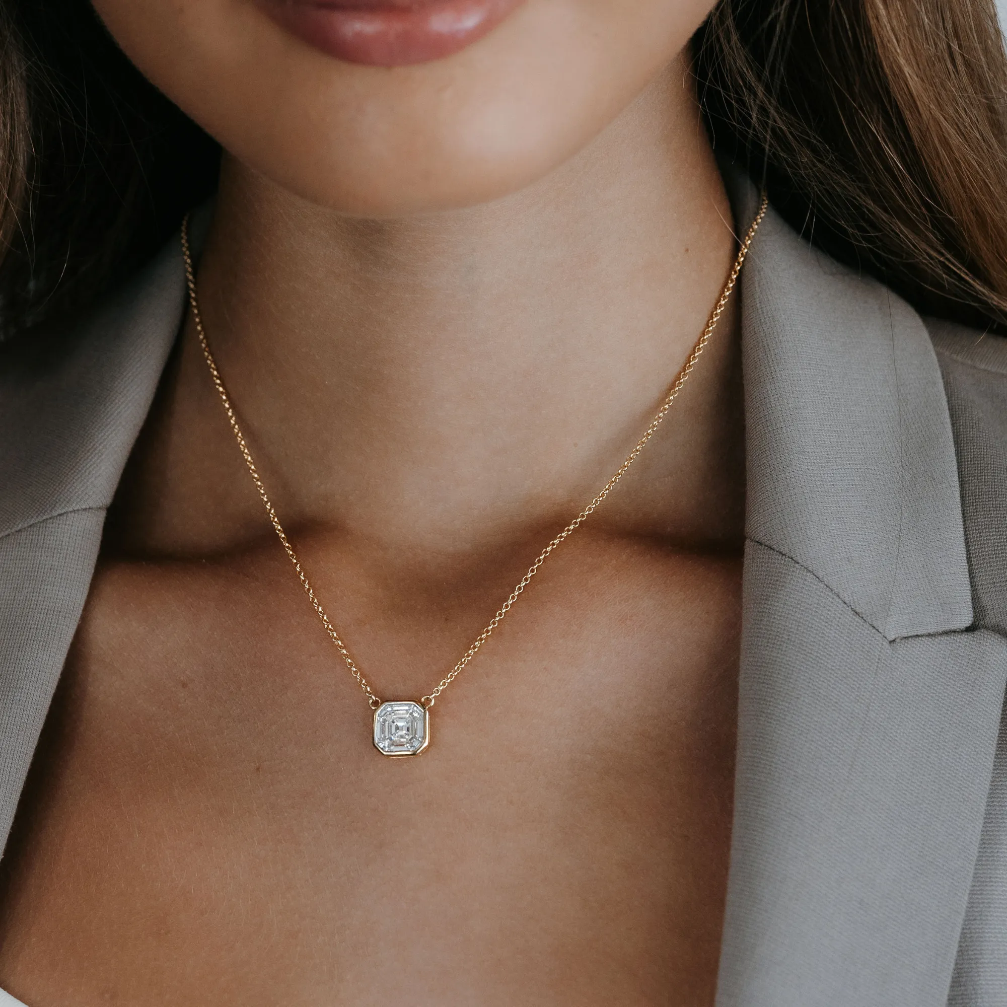 Invisible Set Square Diamond Necklace