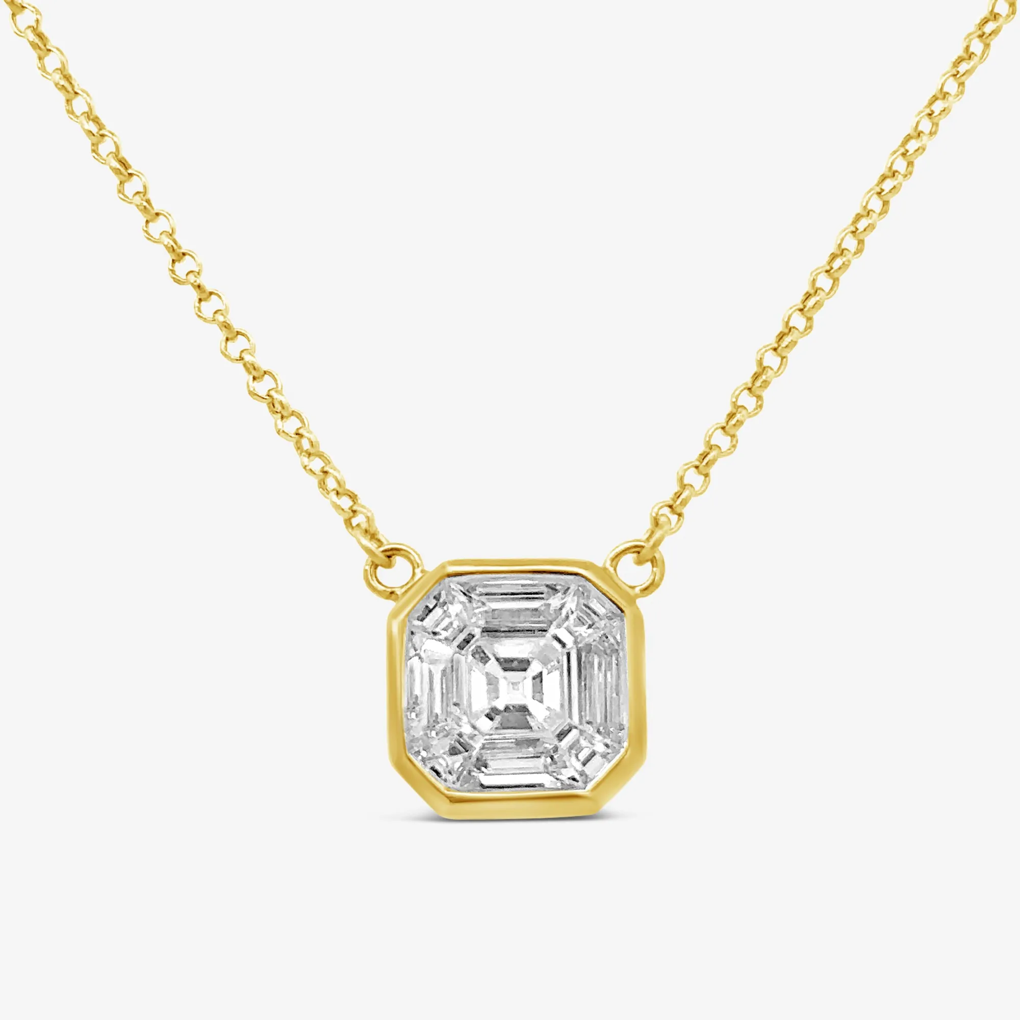 Invisible Set Square Diamond Necklace