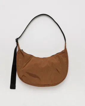 Medium Nylon Crescent Bag - Brown