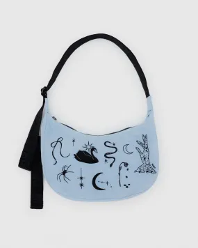 Medium Nylon Crescent Bag - Embroidered Ballet Icons