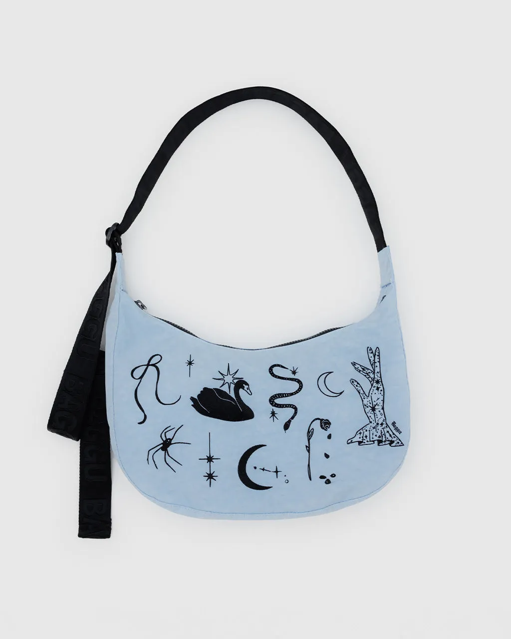 Medium Nylon Crescent Bag - Embroidered Ballet Icons