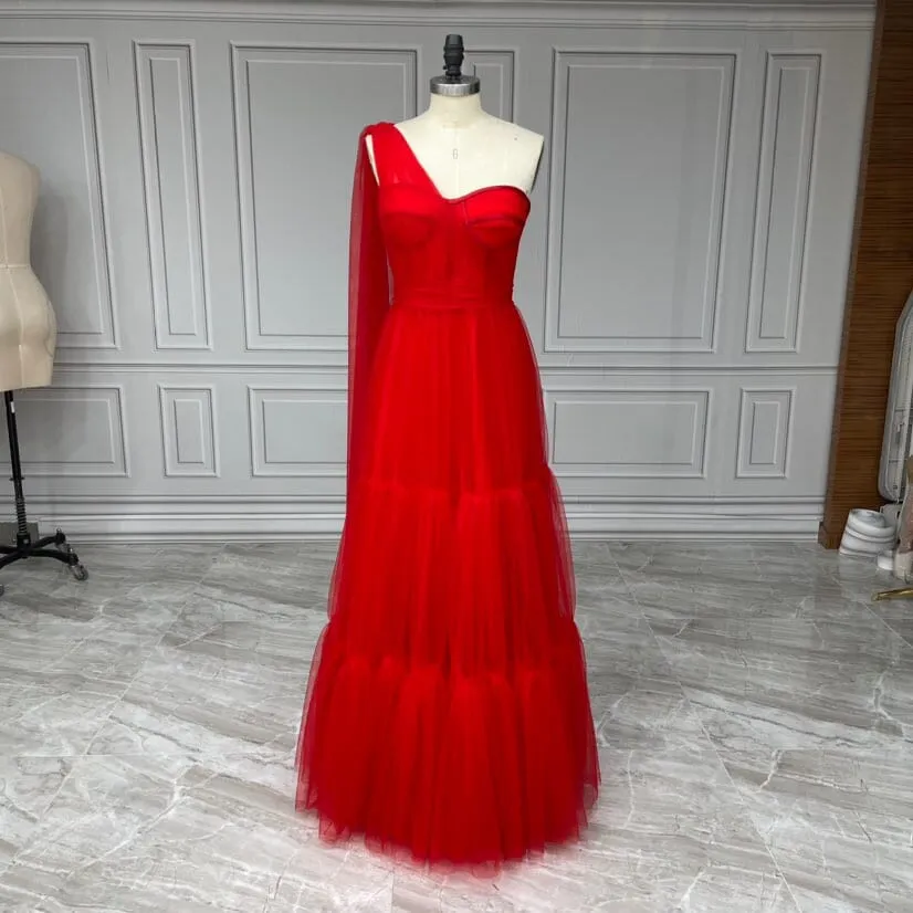Modern A-Line One-Shoulder Prom Dress