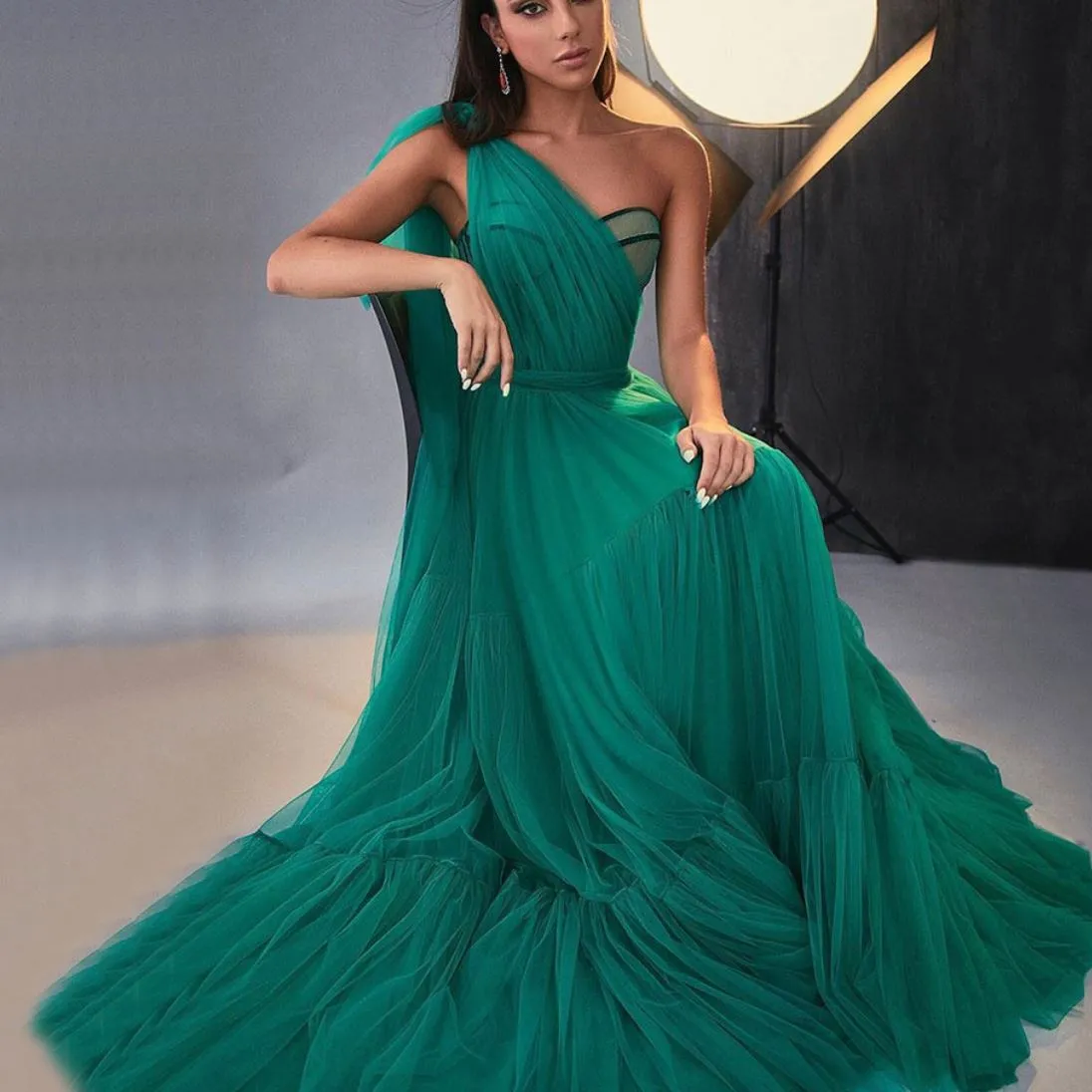 Modern A-Line One-Shoulder Prom Dress