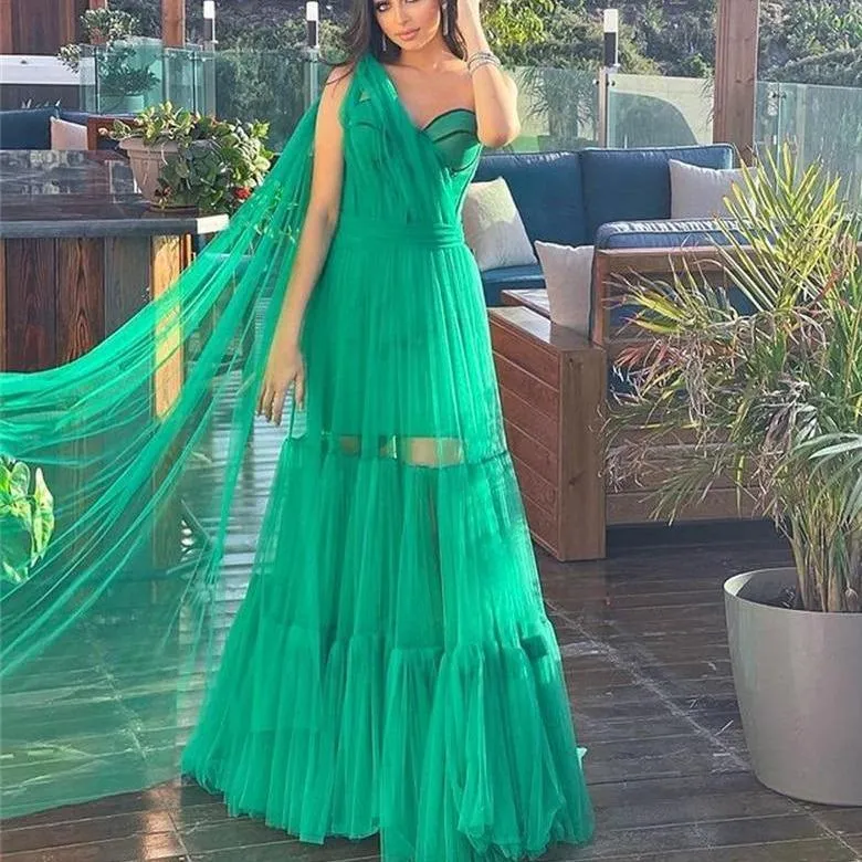 Modern A-Line One-Shoulder Prom Dress