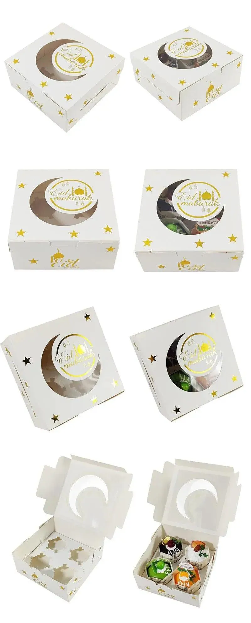 MR016 Ramadan Cupcake Packing Box,Muffin Box 4 holes