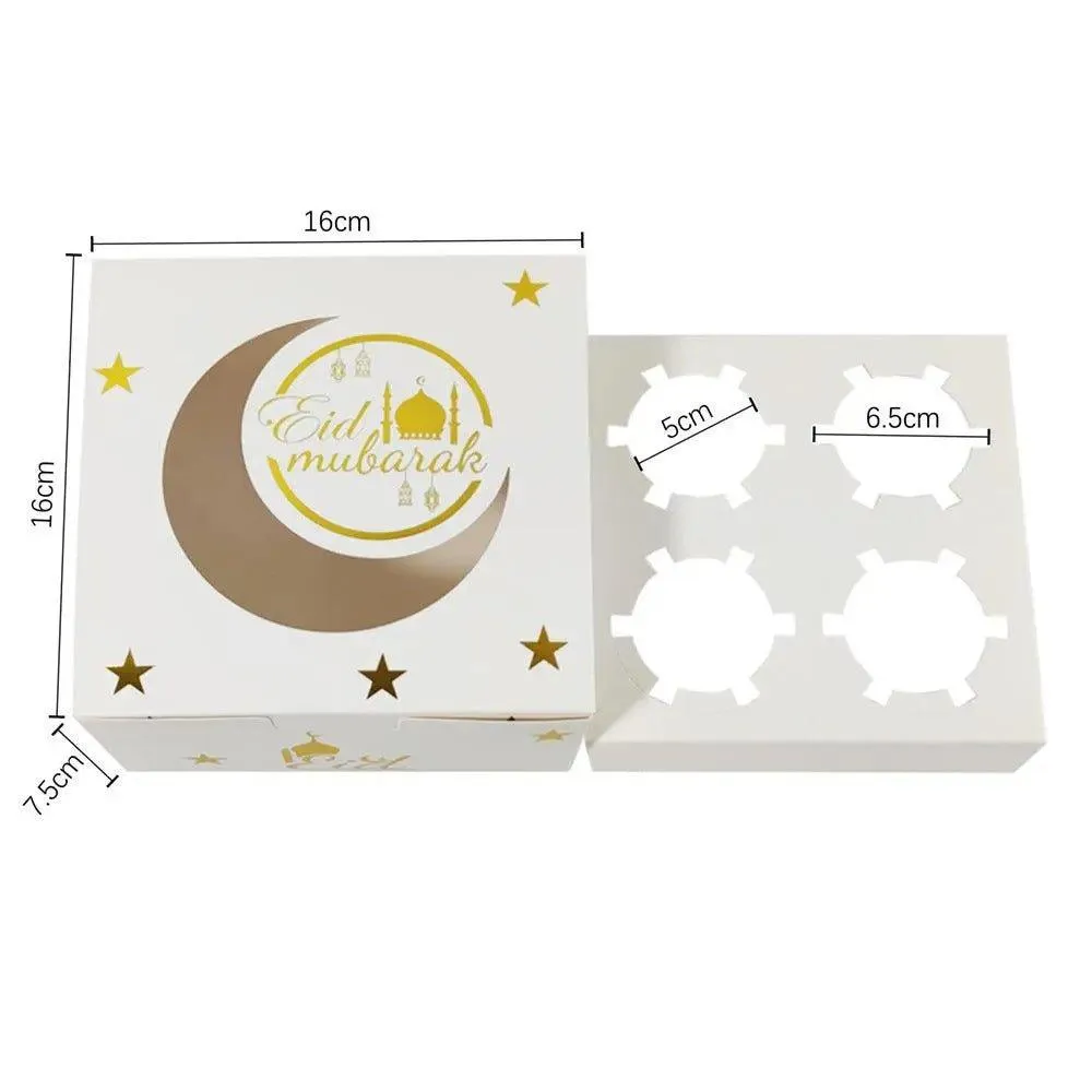 MR016 Ramadan Cupcake Packing Box,Muffin Box 4 holes
