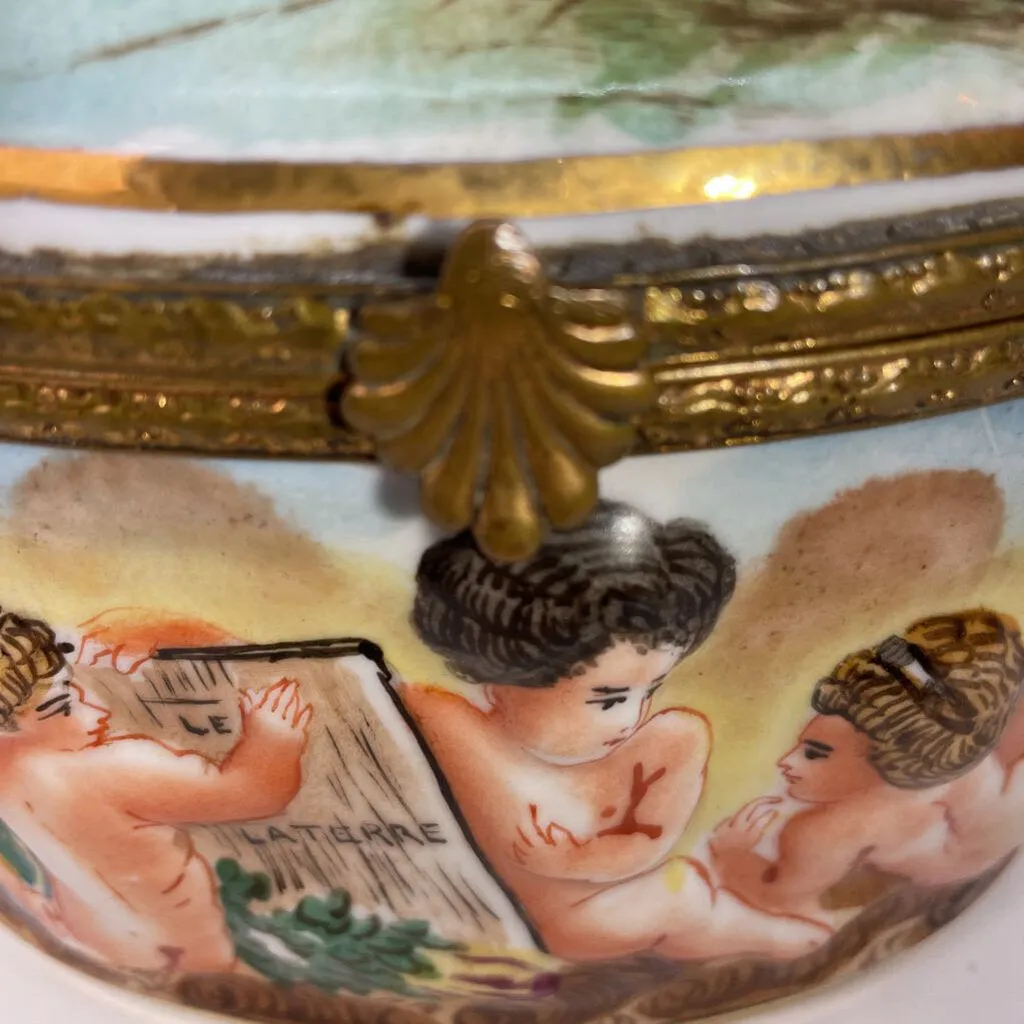 Oval Lidded Putti Box Capodimonte
