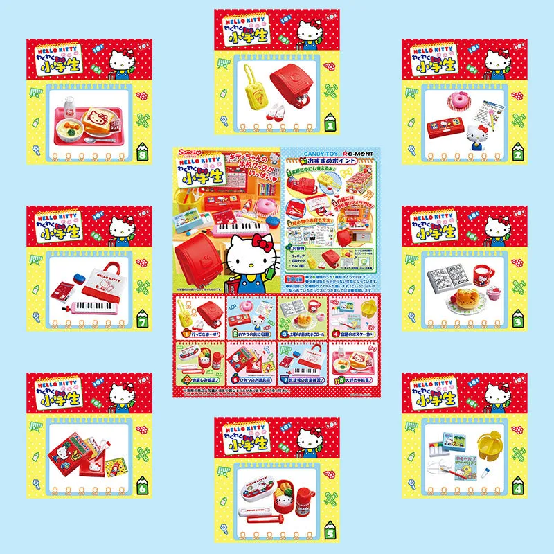 Rare 2013 Re-Ment Hello Kitty Exciting Elementary School Student Full Set of 8 pcs <Free Shipping>