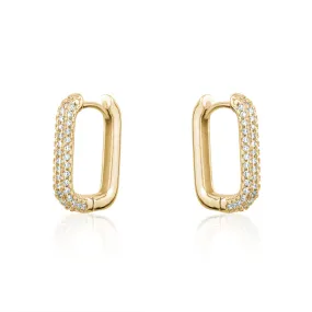 RECTANGULAR SMALL  PAVE  HOOPS