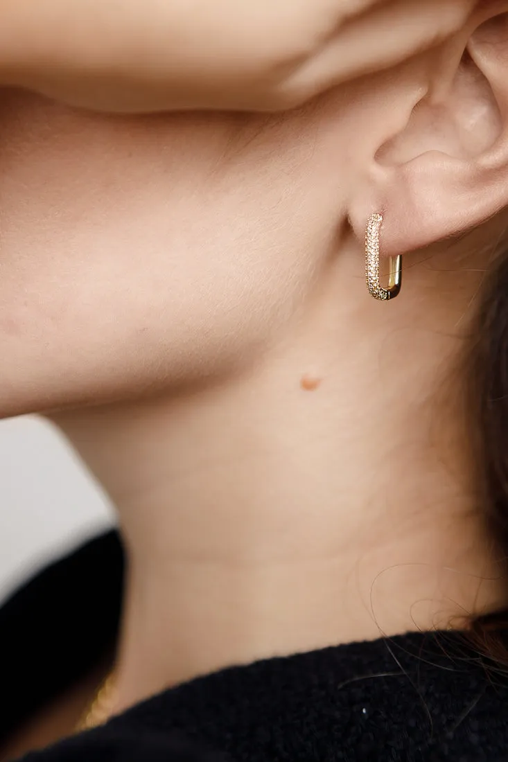 RECTANGULAR SMALL  PAVE  HOOPS