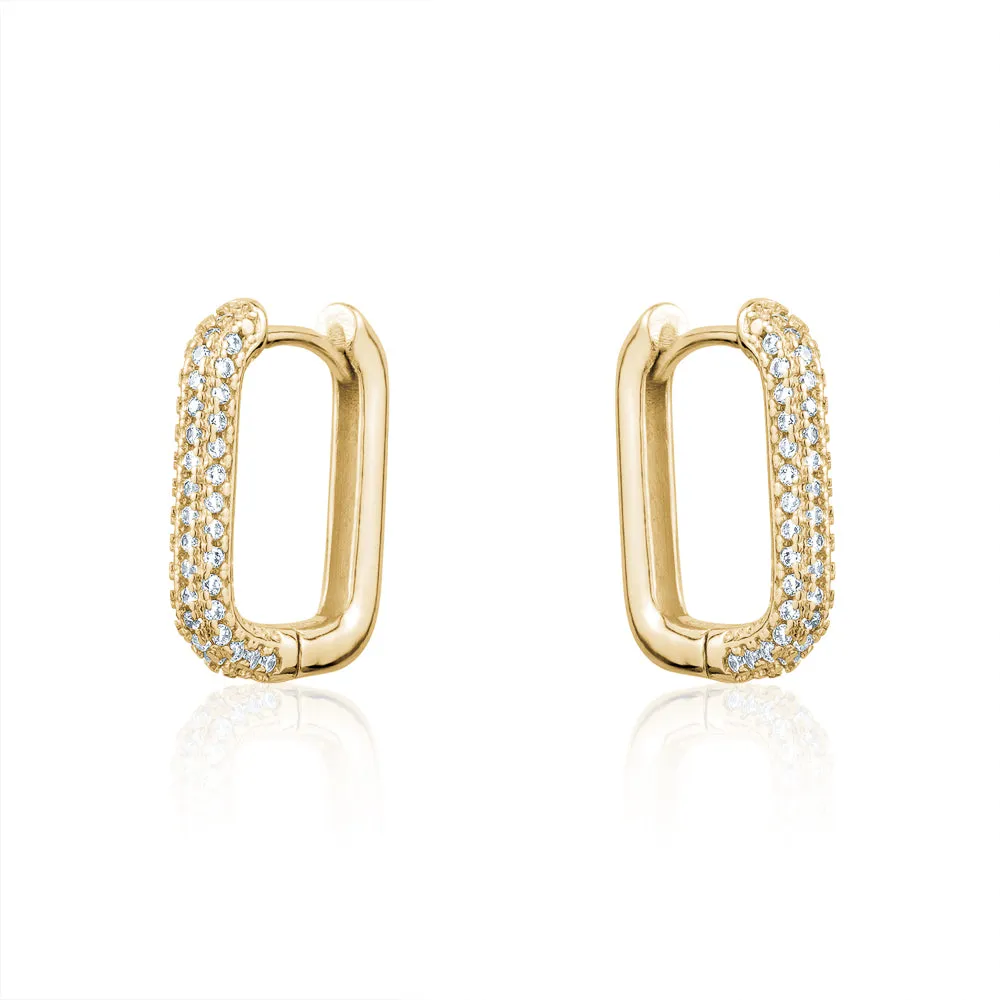 RECTANGULAR SMALL  PAVE  HOOPS