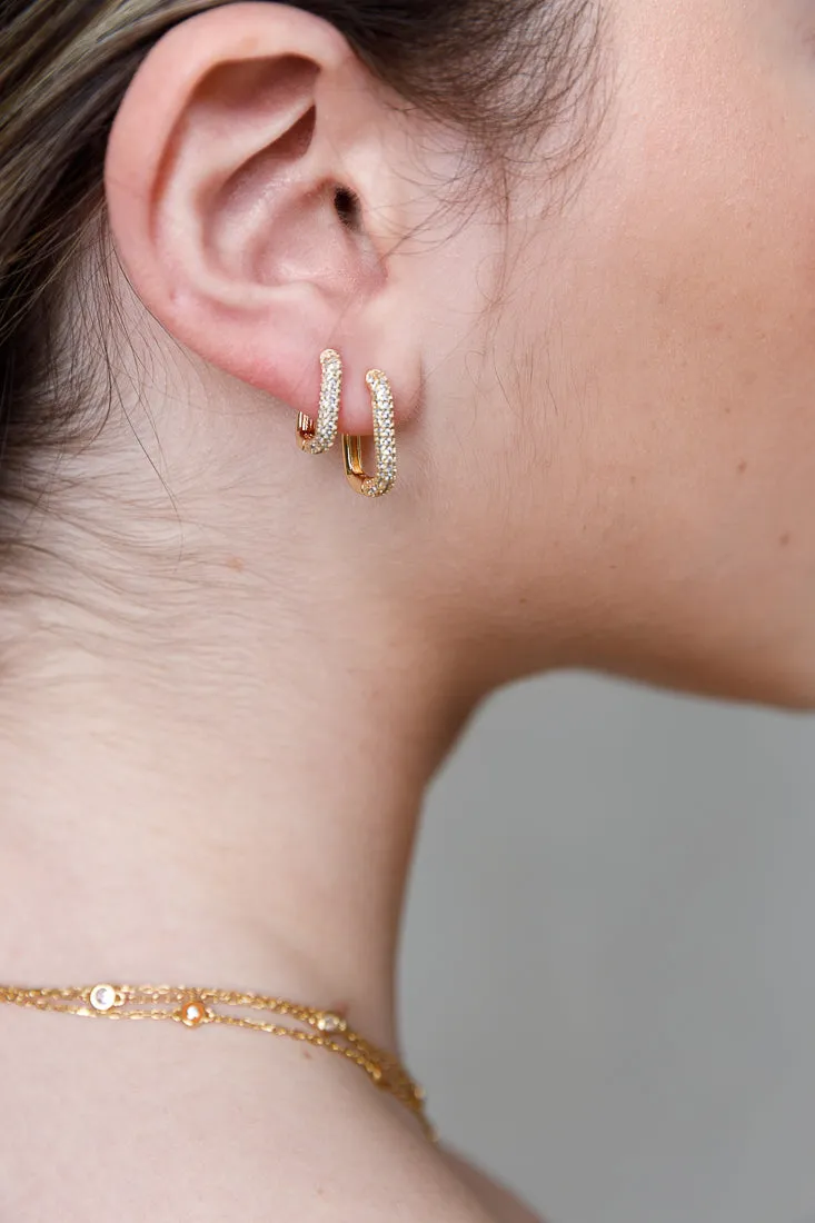 RECTANGULAR SMALL  PAVE  HOOPS