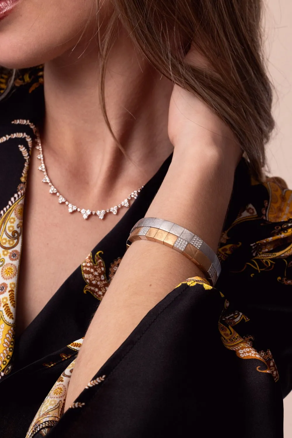 Scacco Gold Stretch Bracelet - Rose Gold