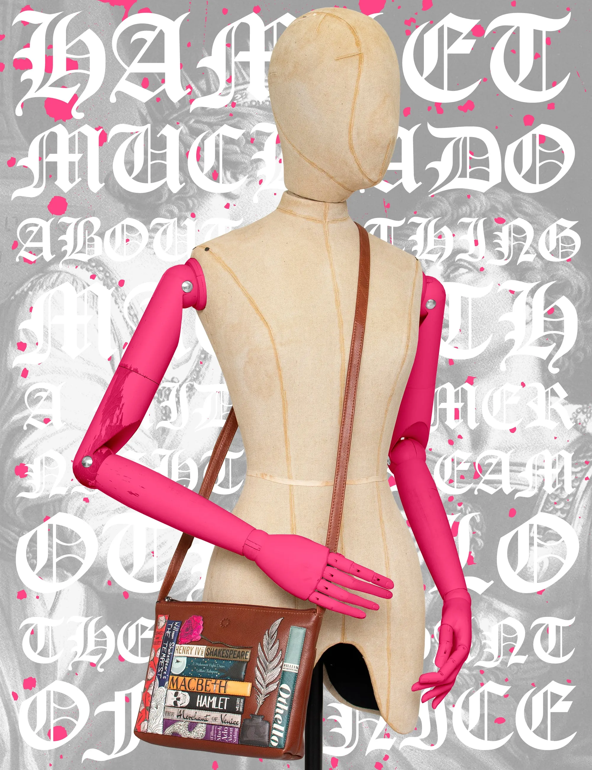 Shakespeare-Inspired Bookworm Brown Leather Crossbody Bag