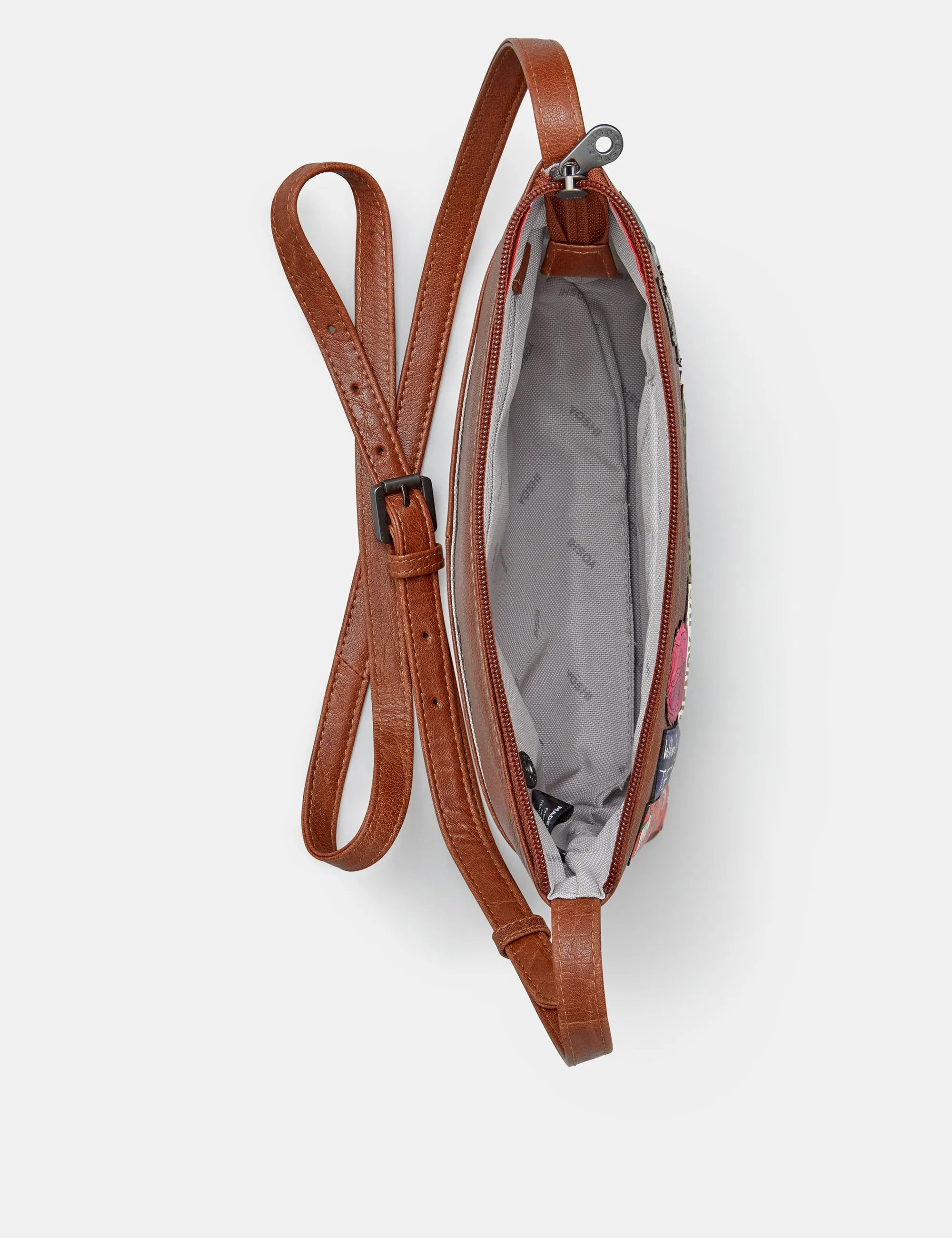 Shakespeare-Inspired Bookworm Brown Leather Crossbody Bag
