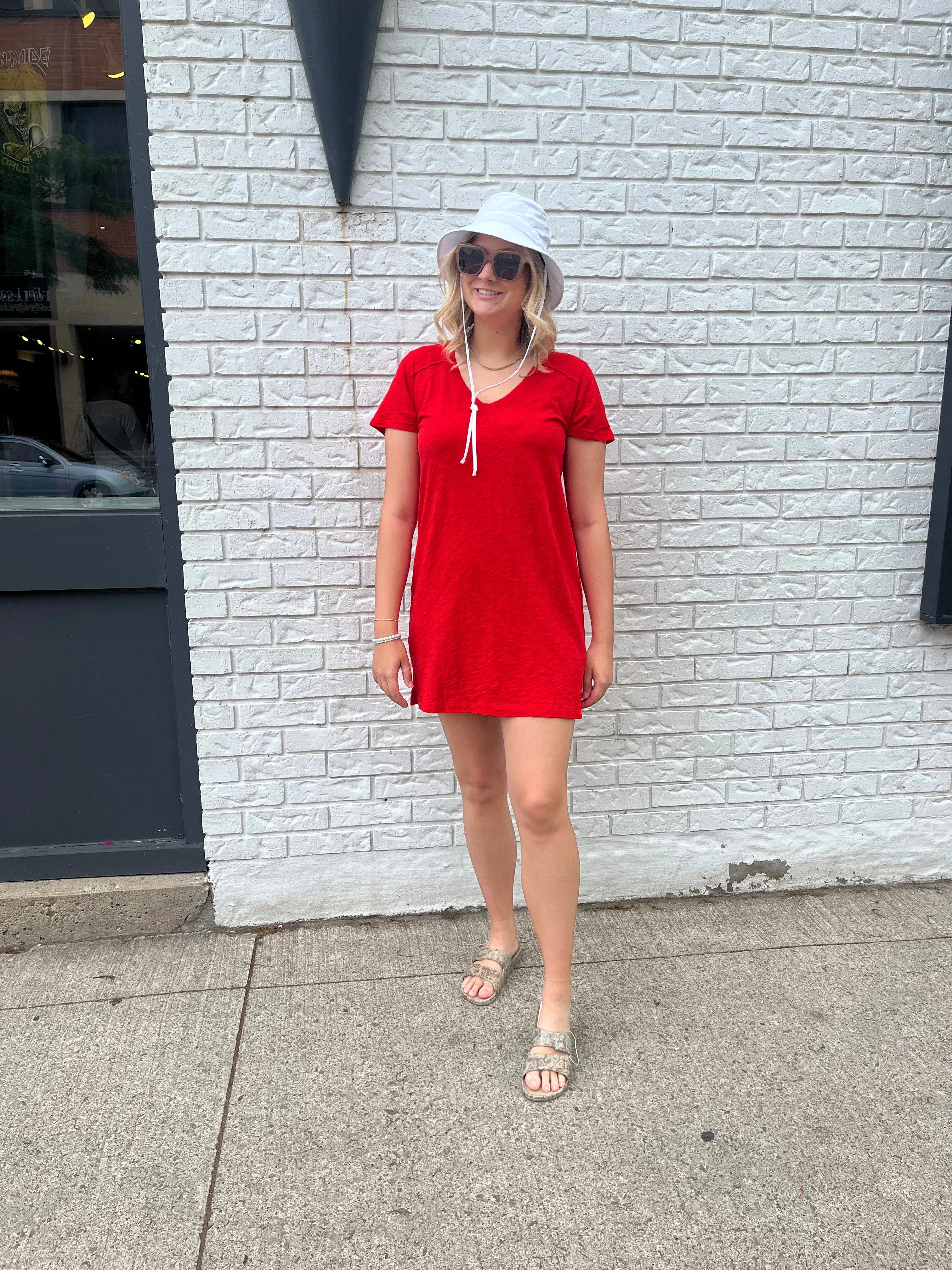 SHOULDER SEAM V-NECK DRESS (REBEL) - BOBI