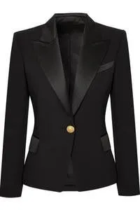Elegant Single Gold-Button Blazer for Formal Wear