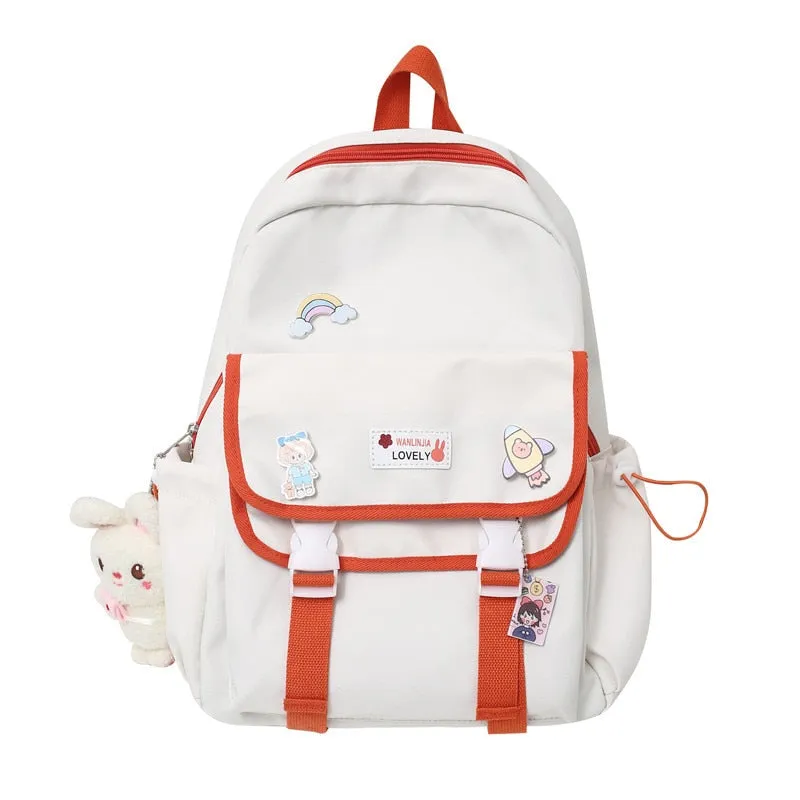Wenkouban Trendy Girl Cute Pink Travel Book Backpack Women Nylon School Bag Lady Kawaii College Backpack Fashion Female Laptop Student Bag