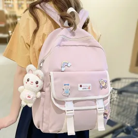 Wenkouban Trendy Girl Cute Pink Travel Book Backpack Women Nylon School Bag Lady Kawaii College Backpack Fashion Female Laptop Student Bag